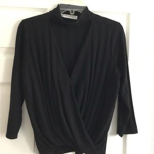 Project Social T Black stretchy Knit Top